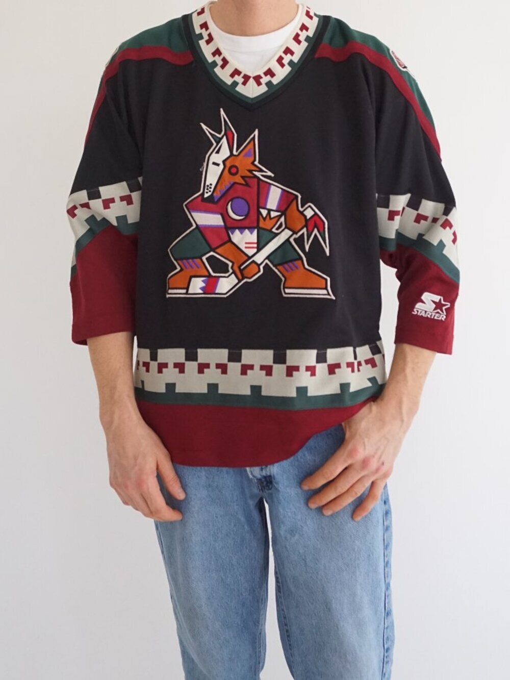 Vintage Starter Phoenix Coyotes Black Kachina Hockey Jersey NHL Logo Sewn L/XL